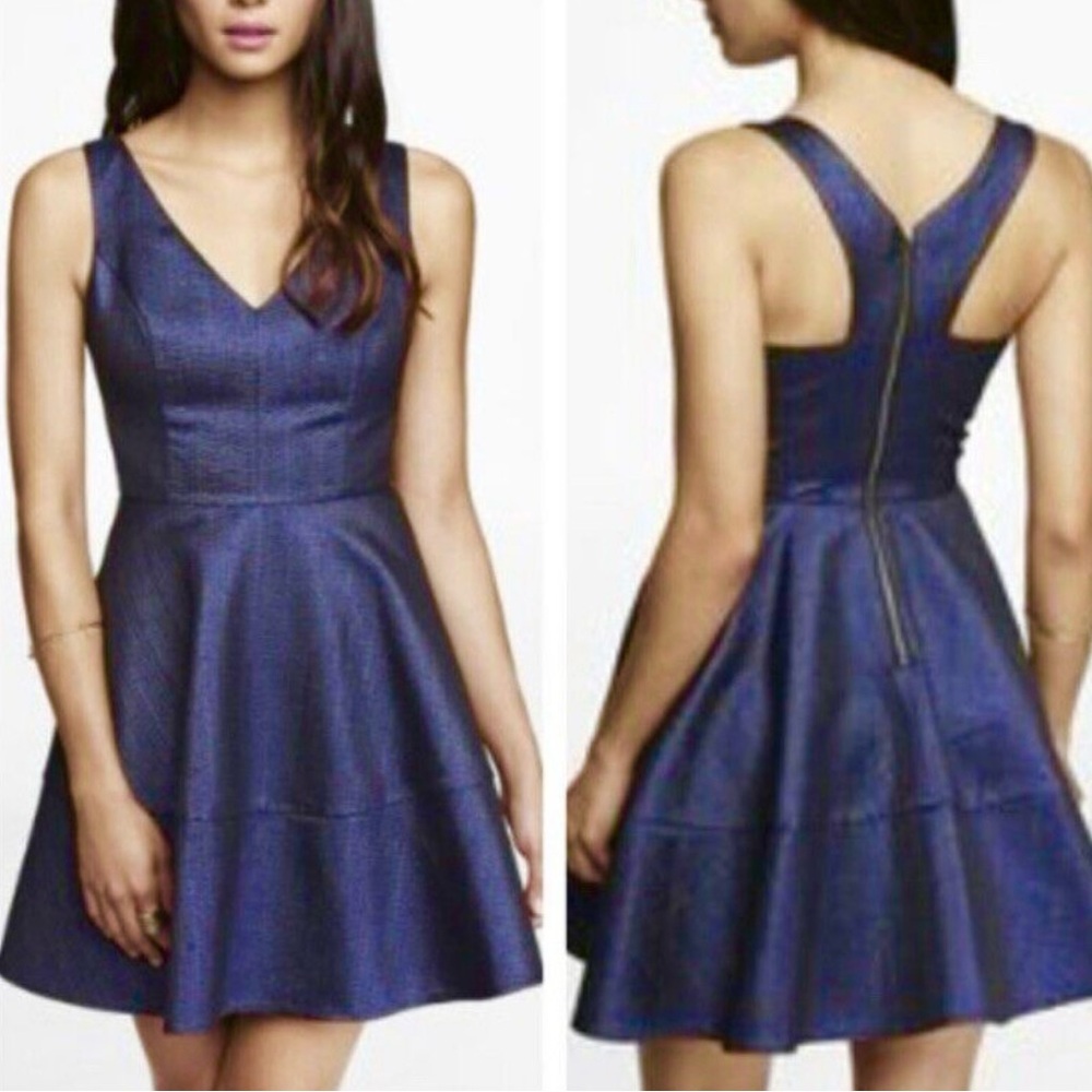 Express Cocktail Dress Navy/bronze Shimmers size 2